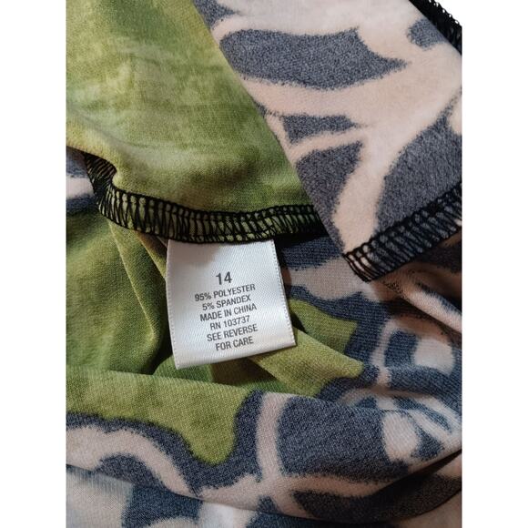 NEW DRESSBARN Dress 14 Stretchy Shirred 3/4 Sleeves Colorful Career Office Event - Picture 10 of 15